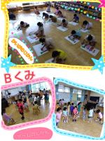 Ｂくみ森で遊ぼうという絵を描きました！こんなものがあったら楽しいかなぁと考えながら書き込んでいましたよ！🖍️子どもたちの発想はいつも面白いです☺サッカーじゃんけんゲームをしました。チームに分かれ、じゃんけんを勝ち進んだ人数が多いチームが勝ちです！楽しかったようでまたしたい!と言っていました😄