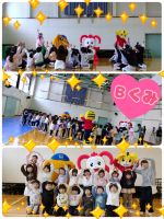 Ｂくみｏｎちゃん、しまじろう、コラショが来てくれたイベントの日。じゃんけん列車やクイズ、踊りを踊ってあっという間の楽しい時間でした❇️