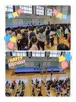 ２月生まれ誕生会今日はお誕生会でした！大きな声で名前を言えてましたよ🎵歌を歌ってみんなでお祝いしました♪